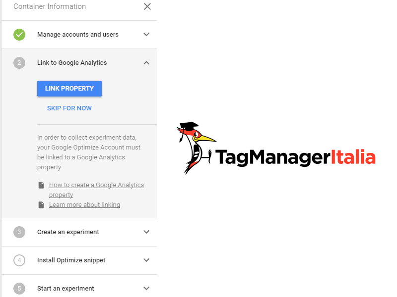 google optimize google tag container information
