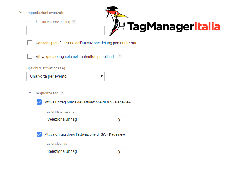sequenza tag in google tag manager