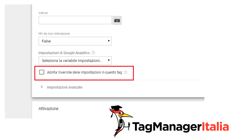 abilitare override google tag manager