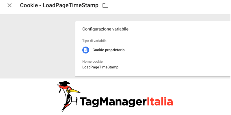 variabile cookie load page time stamp google tag manager