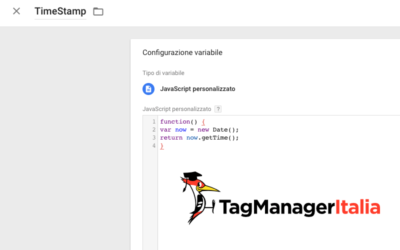 variabile time stamp google tag manager