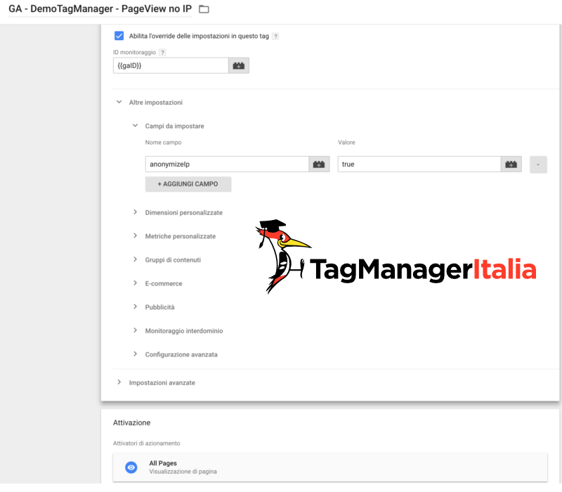 anonimizzare ip analytics con google tag manager