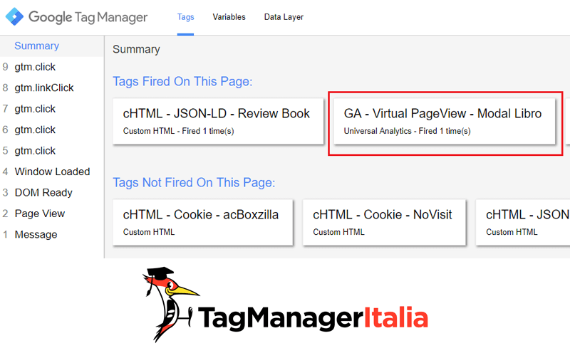 anteprima creare virtual page google tag manager