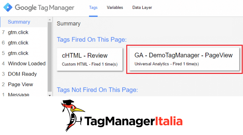 anteprima tag analytics google tag manager
