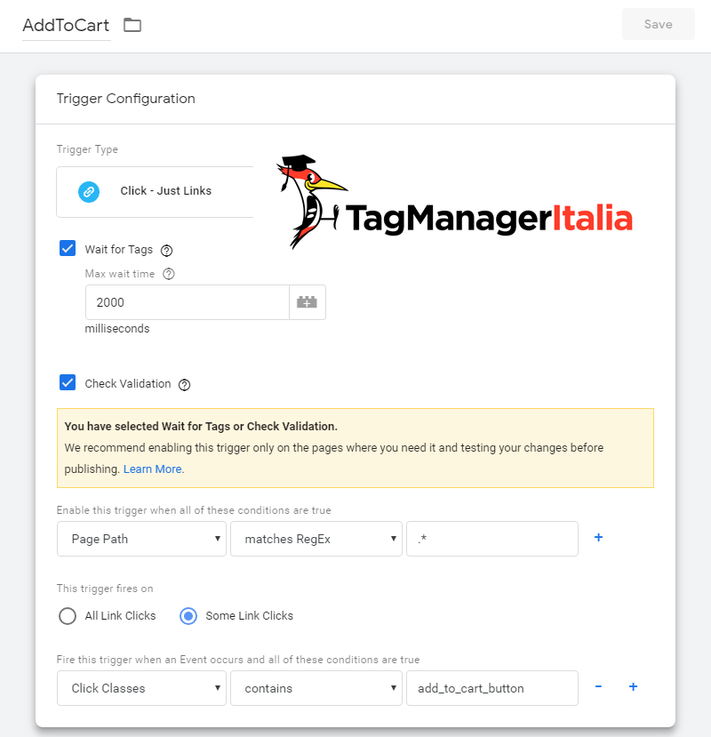 attivatore tracciare aggiungi carrello pixel facebook google tag manager