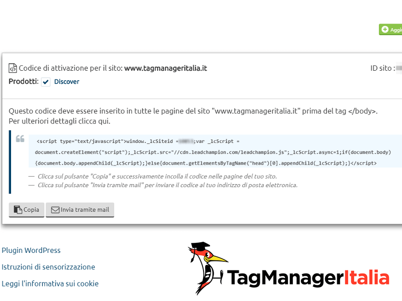 installazione snippet lead champion con google tag manager