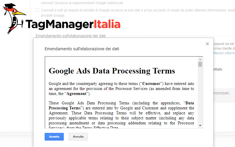 nuovo emendamento dati google analytics gdpr 2