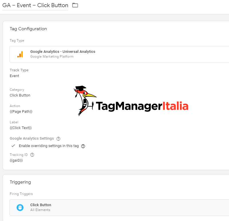 tag tracciare click pulsante google tag manager