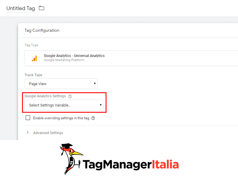 variabile impostazioni google analytics google tag manager
