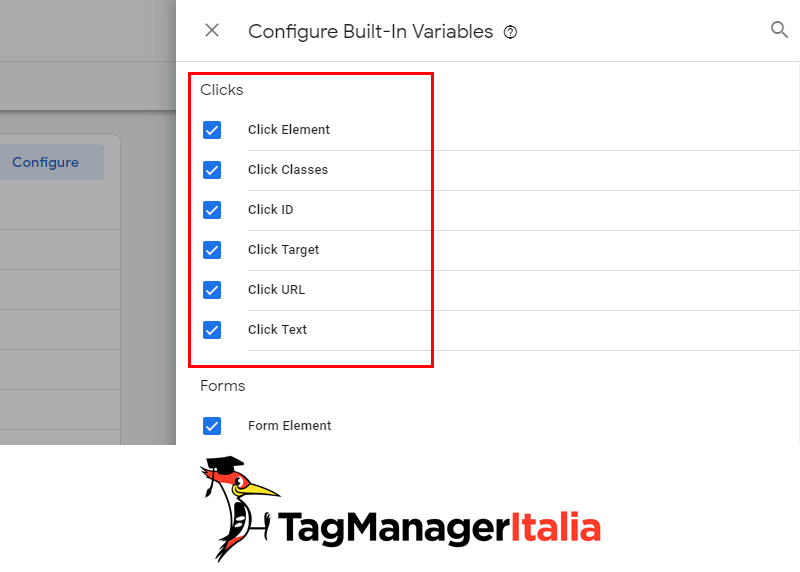 variabili click google tag manager
