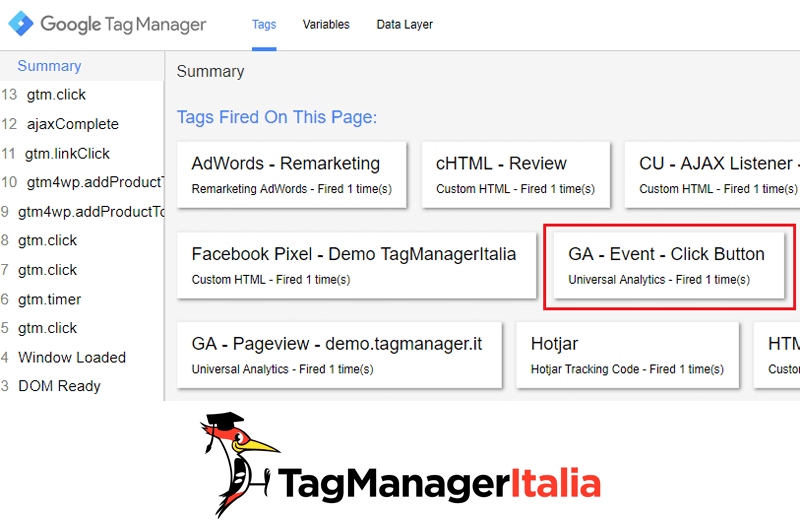 verifica2 tracciare click pulsante google tag manager