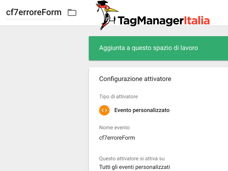 attivatore errore form google tag manager