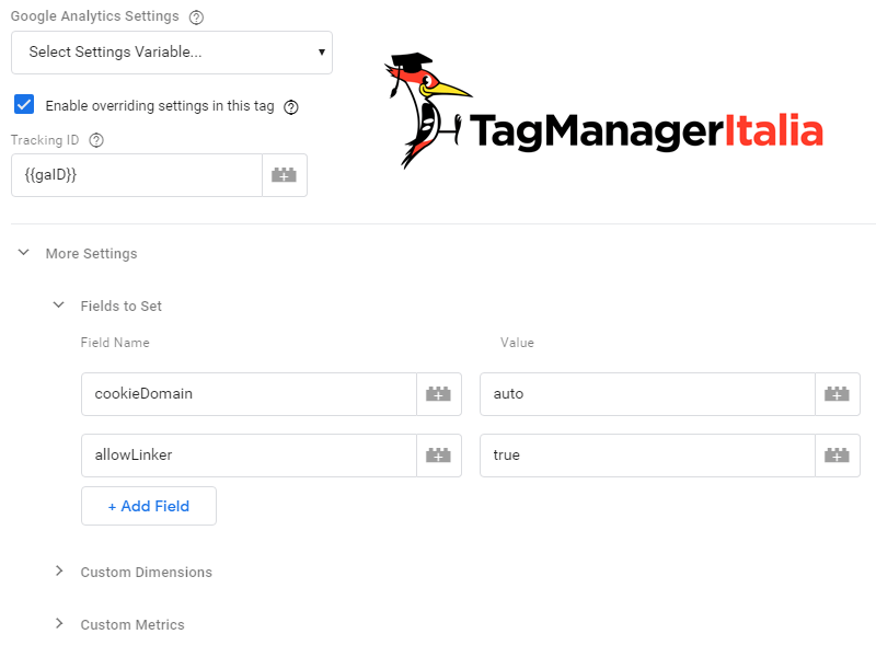 configurare allowlinker google tag manager