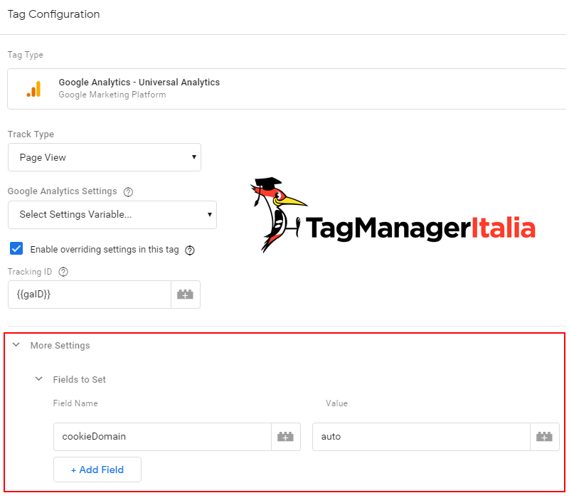 configurare cross domain google tag manager