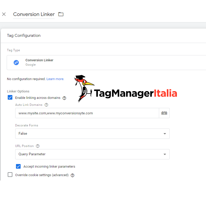 conversion linker cross domain google tag manager