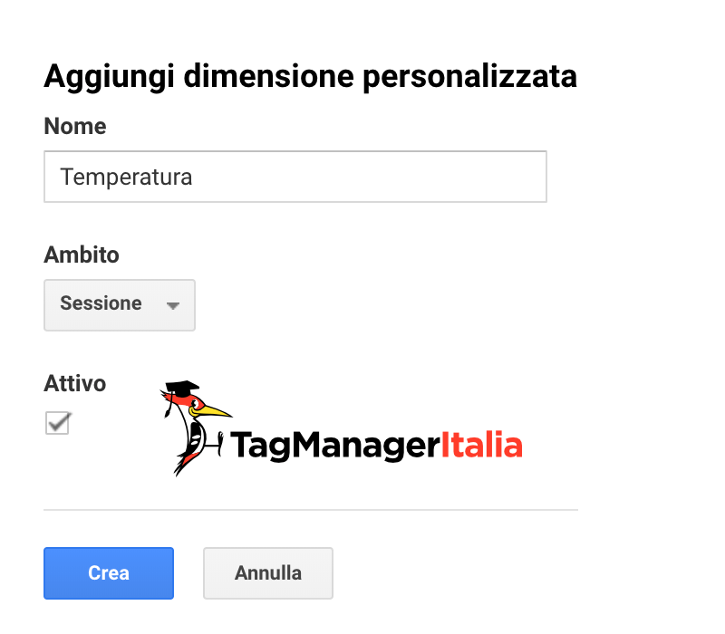 dimensione personalizzata temperatura google analytics