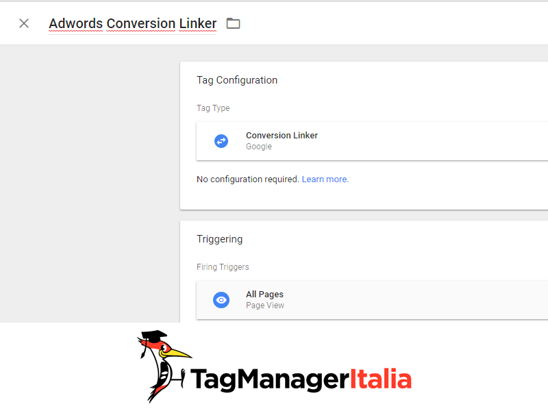 installare tag linker conversioni adwords con google tag manager