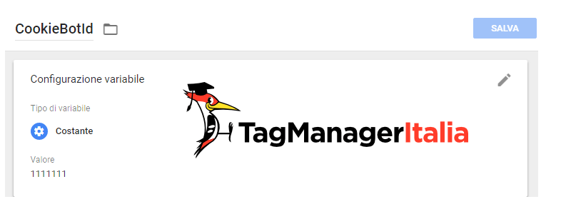 step 1 costante cookiebotid google tag manager