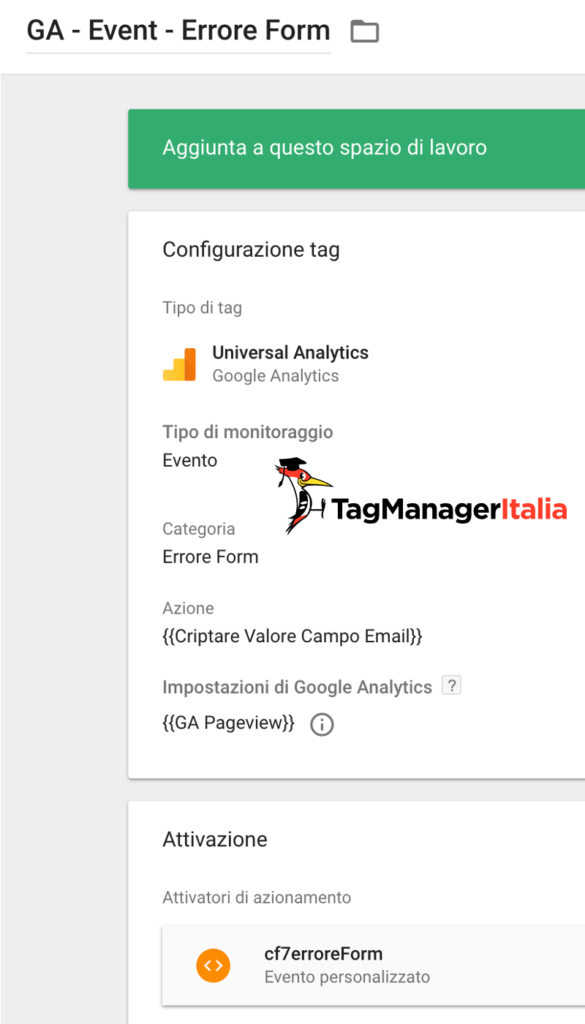 tag evento google analytics per criptare dati sensibili google tag manager