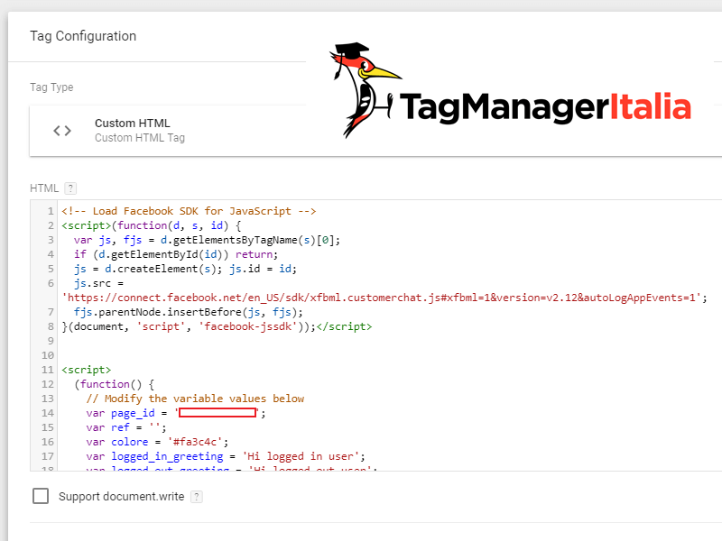 tag installare chat facebook messenger su sito con google tag manager new