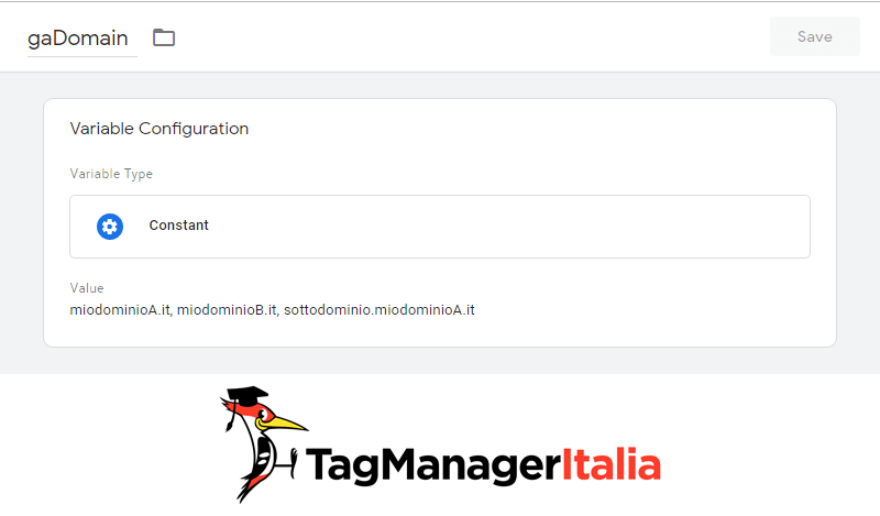 variabile configurare cross domain google tag manager