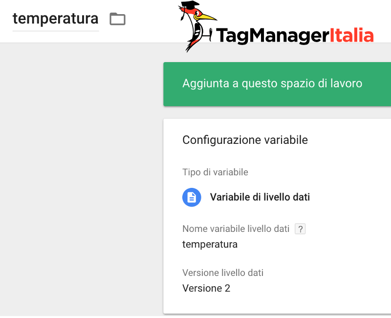 variabile temperatura meteo google tag manager