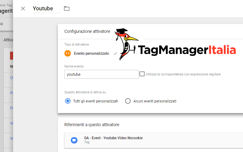attivatore2 tracciare video youtube nocookie google tag manager
