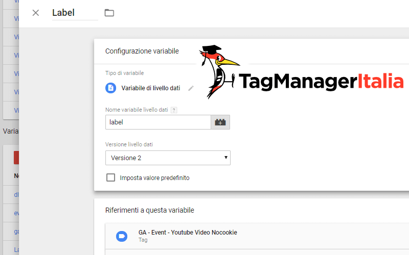 label tracciare video youtube nocookie google tag manager