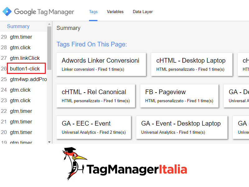 push evento data layer google tag manager