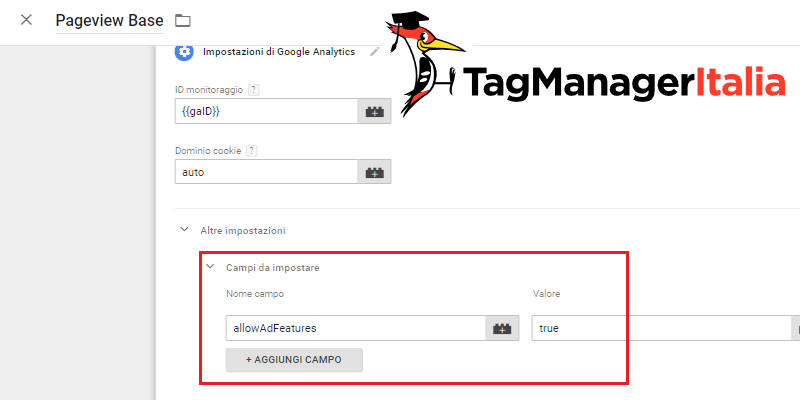allowadfeatures google tag manager