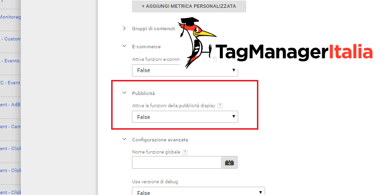 flag pubblicità display google tag manager