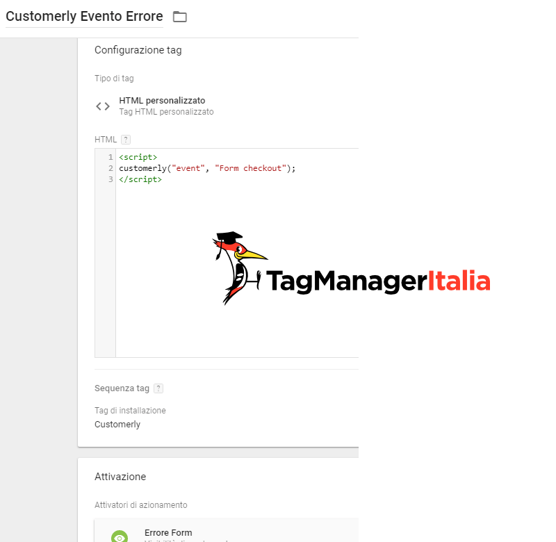 gestione eventi customerly con Google Tag Manager