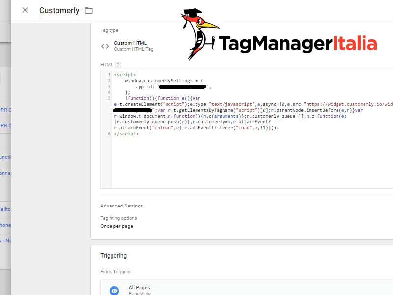 install customerly google tag manager