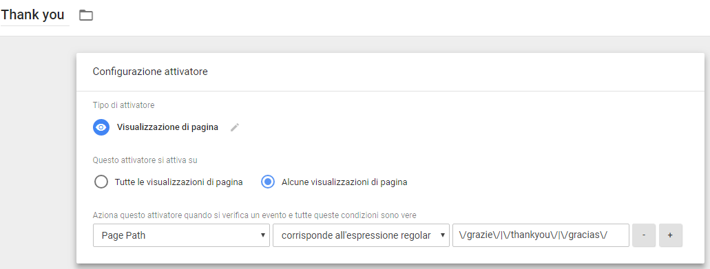 Esempio di Thank you page