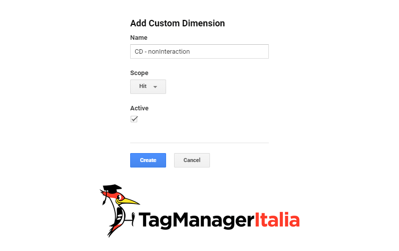 Tracciare nonInteraction in Google Analytics - Step 1 -Aggiungi dimensione personalizzata