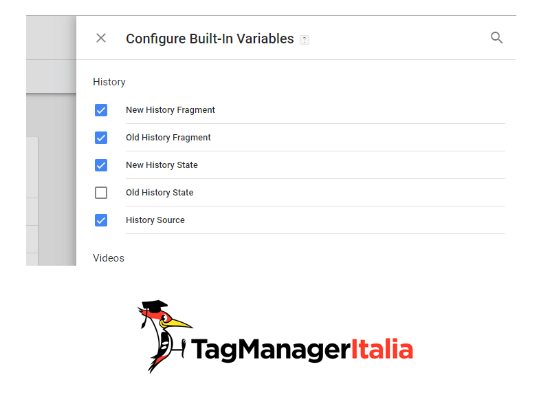 attivare variabili cronologia in google tag manager