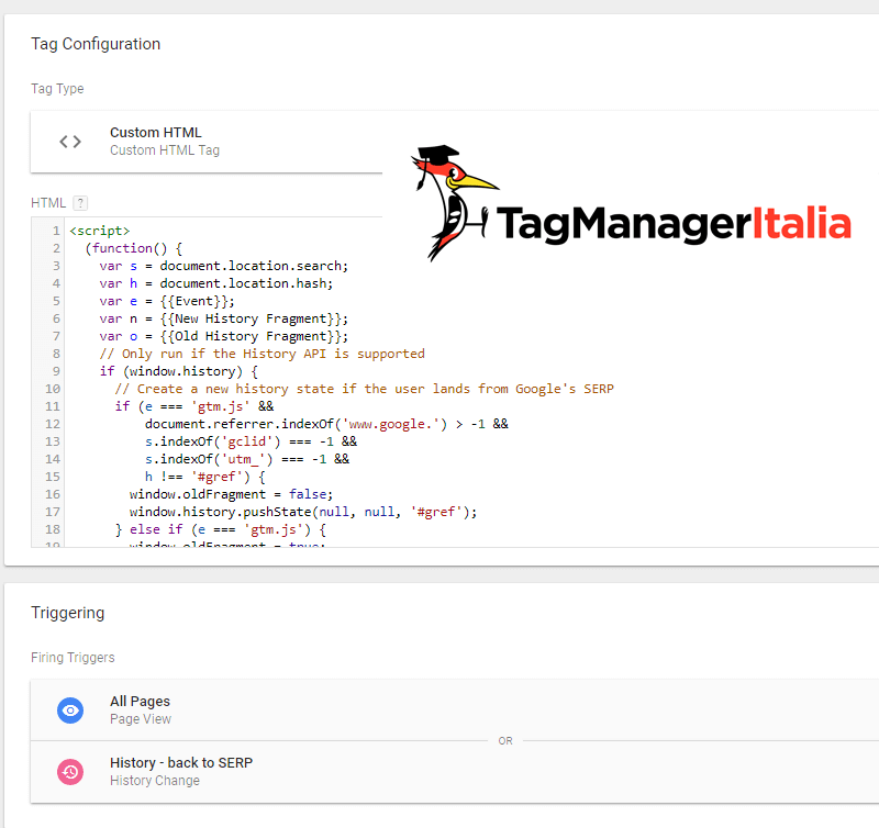 script calcolare dwell time serp in google tag manager