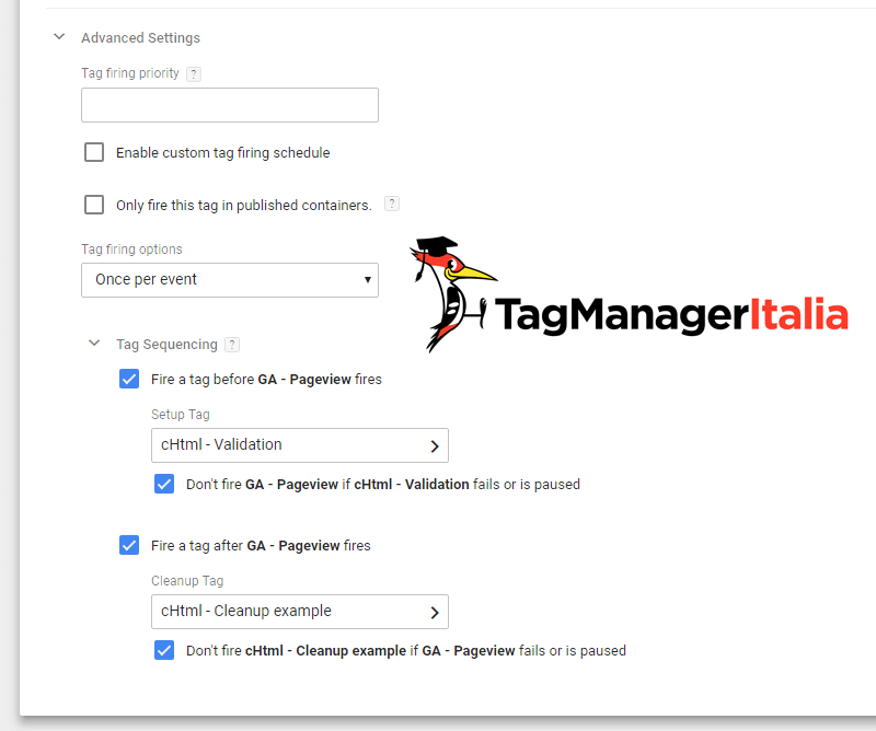 tag attivare sequenza tag in google tag manager