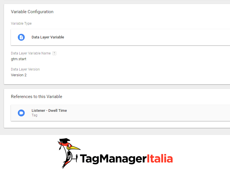 variabile livello dati gtm start in google tag manager