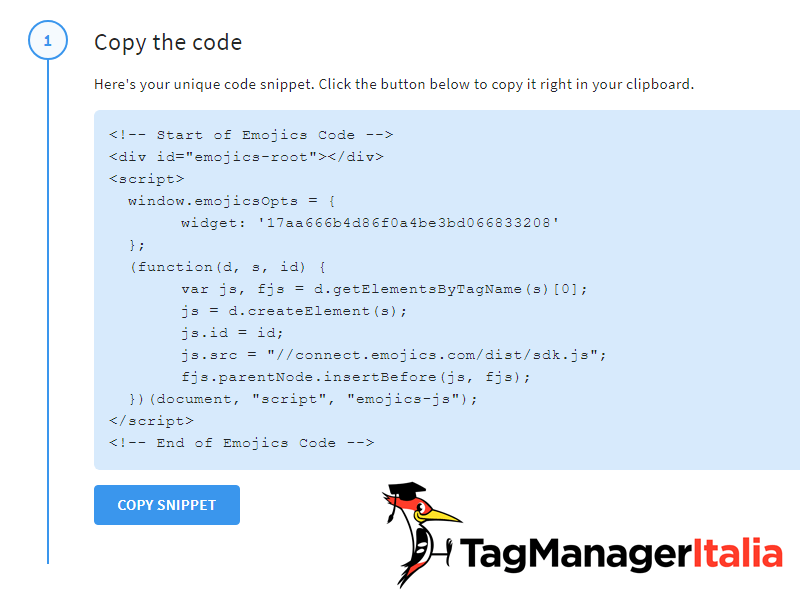 Emojics Code Account con Google Tag Manager