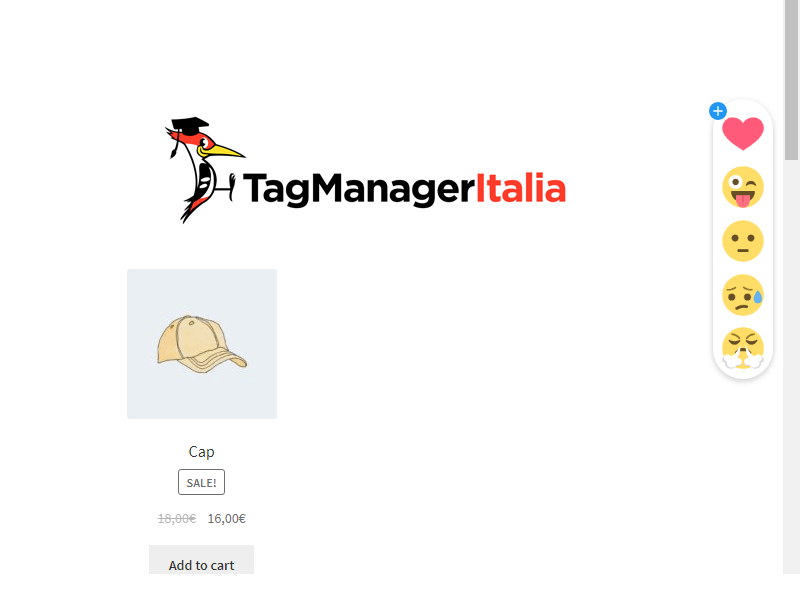 Widget Emojics on site Google Tag Manager