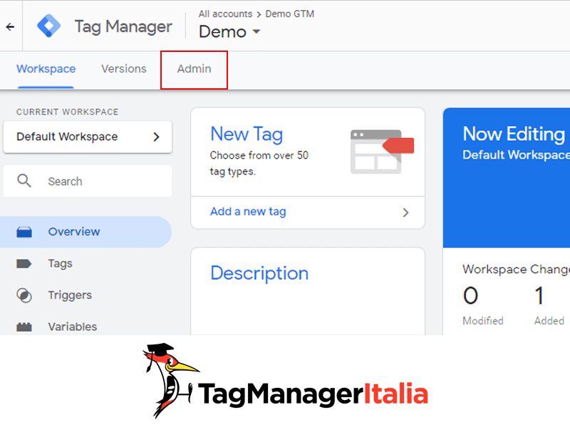 amministrazione script installare google tag manager