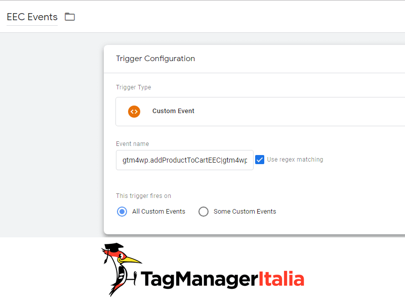 attivatore abilitare ecommerce avanzato google tag manager