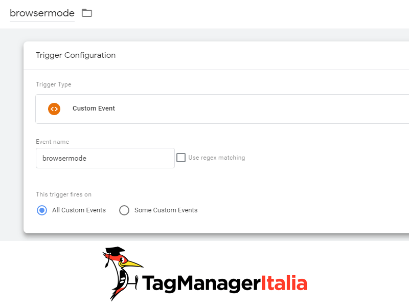 attivatore modalità incognita google tag manager