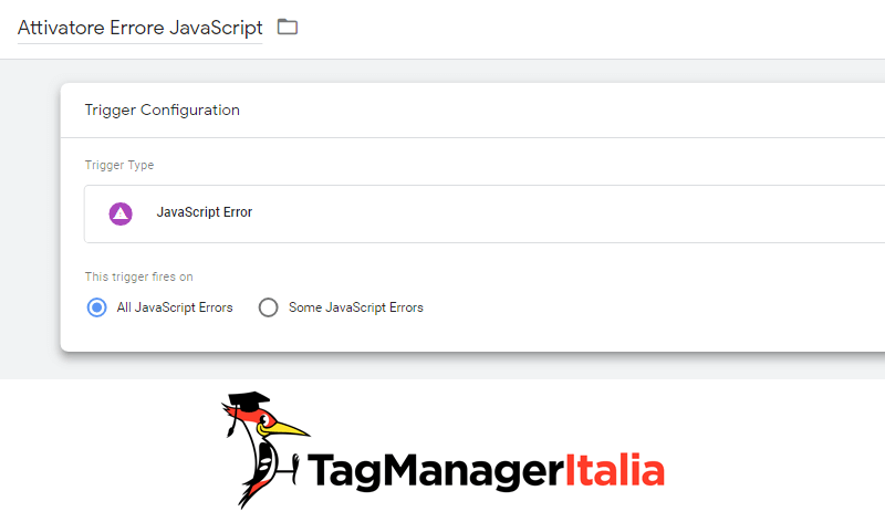 attivatore tracciare errore javascript google tag manager