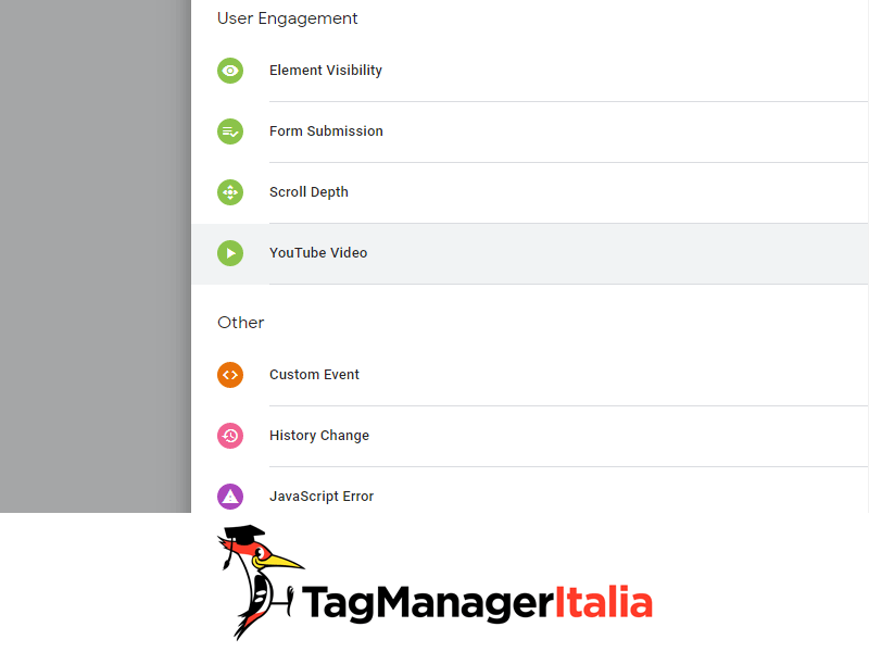 attivatore youtube google tag manager