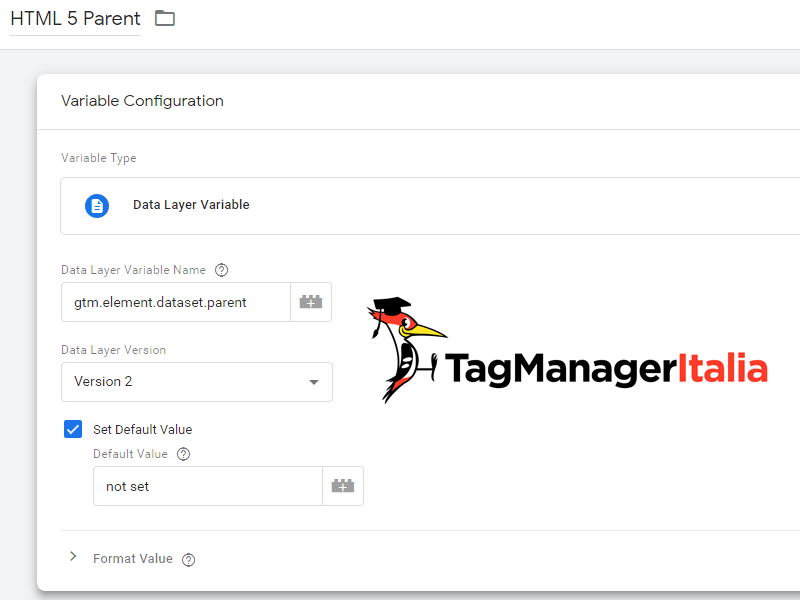 attributi html 5 e google tag manager