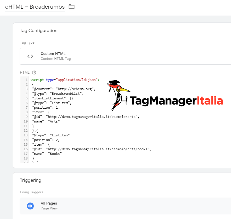 breadcrumbs google tag manager