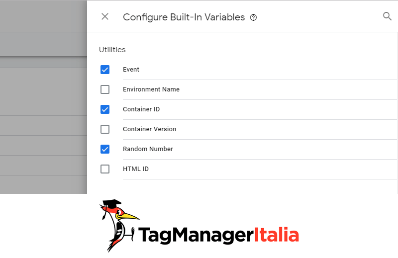 configura variabile integrata google tag manager