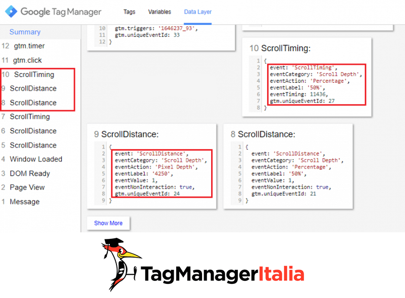 datalayer tracciare scroll pagina google tag manager